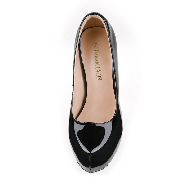 High Heel Stiletto Platform Pumps - BLACK PAT - 4